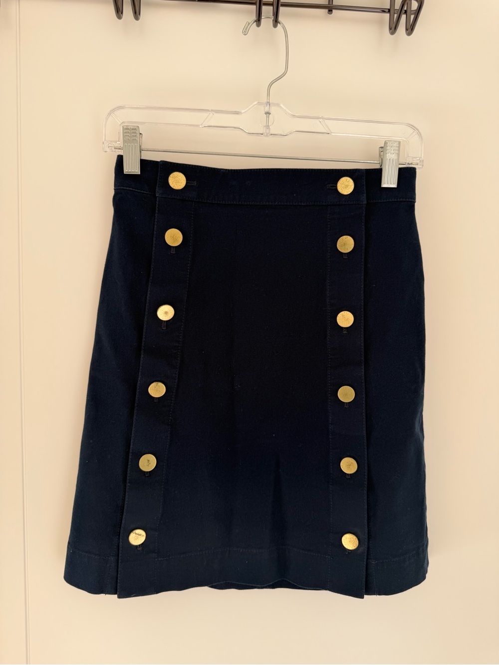 Club Monaco Sailor Mini Skirt - Navy, Gold Button Front, Size 0